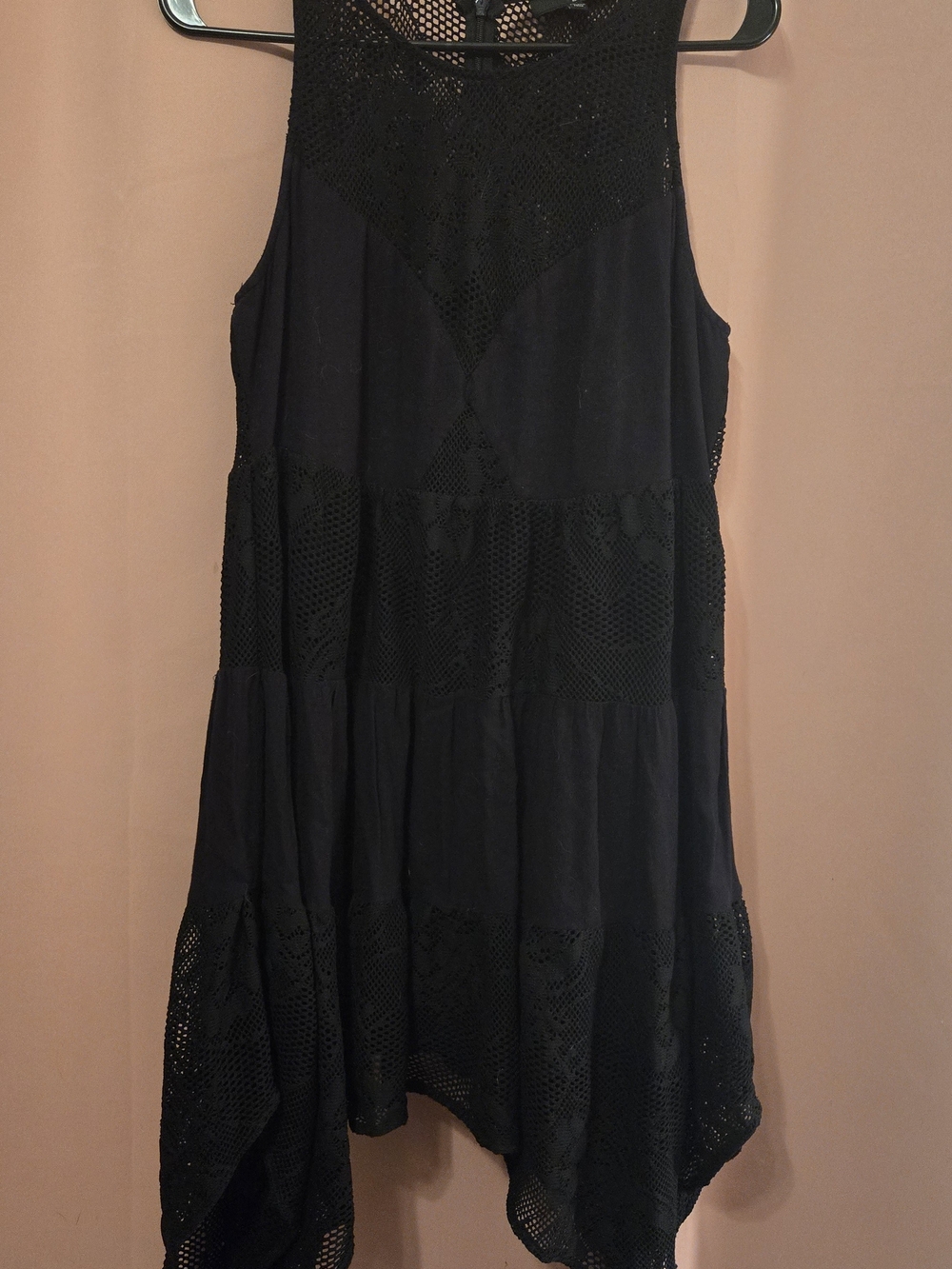 Ladakh Black Crochet Panel Sleeveless Dress With Slip Size L